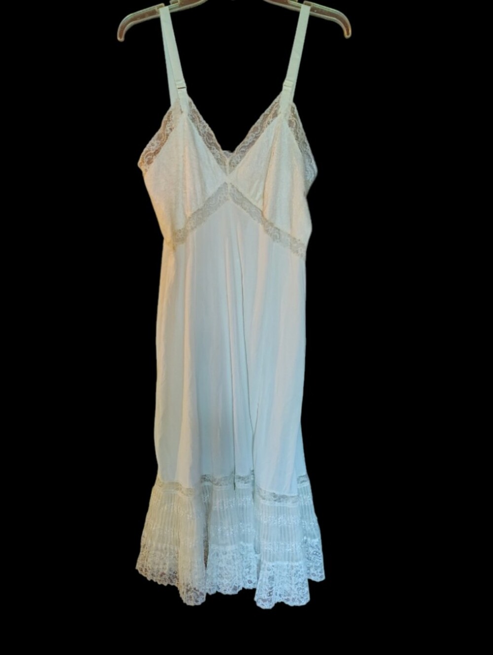 Vintage Ivory Lace Slip Dress Size Large/XL  Lingerie Nightgown Punk/90's Style